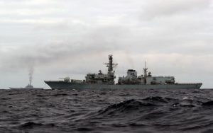 HMS Richmond escorting the Russian Task Group