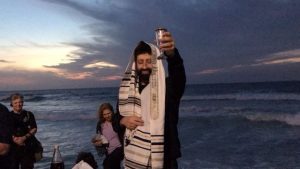 Jonathan Cahn opens his tour of Israel on the shores of Tel Aviv, Israel