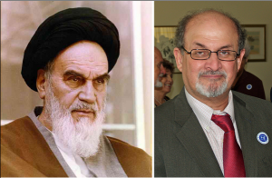 Iran's former Supreme Leader Ayatollah Khomeini and Salman Rushdie