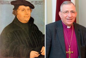 A generation ago, in 1994, the leadership of the Lutheran Church in the US condemned the anti-Semitism of Church founder Martin Luther (left), and expressed its desire to "love and respect" the Jewish people. Today's president of the Lutheran World Federation, Bishop Munib Younan (right), is known for not upholding the renunciation of anti-Semitism and anti-Israelism