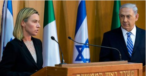 EU foreign policy chief Federica Mogherini and Benjamin Netanyahu