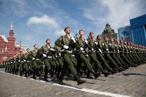 Russian servicemen march during the Victory Day parade at Red Square in Moscow, Russia, May 9, 2015