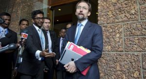 UN High Commissioner for Human Rights Zeid Raad al-Hussein speaks to media in Colombo, Sri Lanka, on Feb. 6, 2016