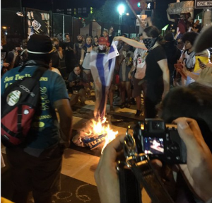 burning Israeli flag