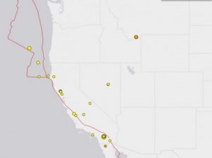 Seismic activity along major fault lines
