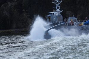 The Sea Hunter, which is designed to be used as an unmanned vessel, is shown here during testing