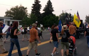 daho residents rally against refugee resettlement in a march through Twin Falls